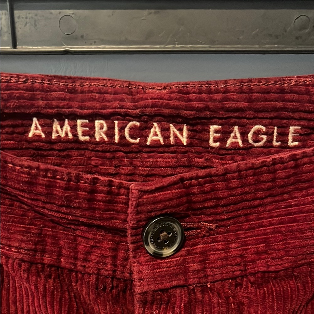 American Eagle Outfitters High Rise A-Line Burgundy Corduroy Skirt - Picture 2 of 8